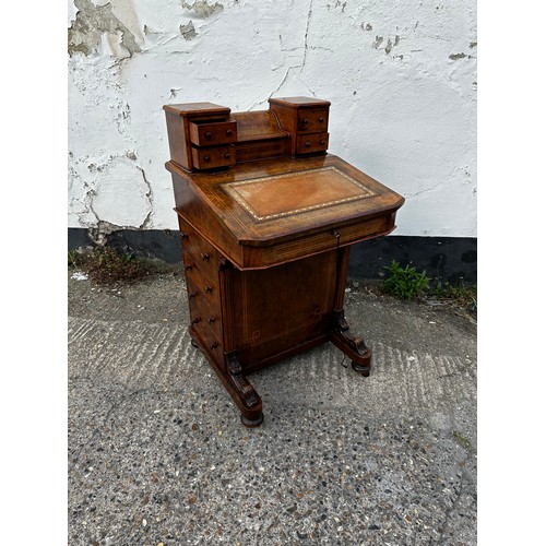 10C - Victorian Inlaid Burr Walnut Davenport Desk c.1870