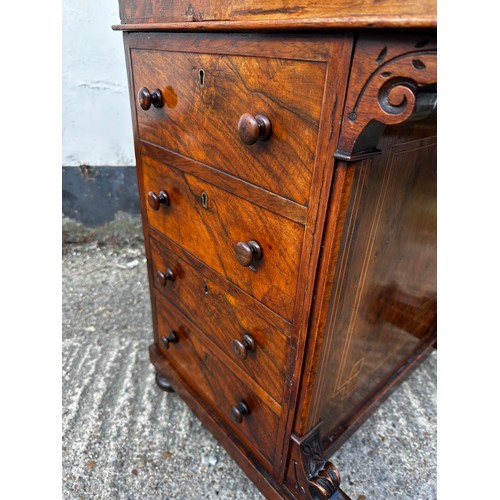 10C - Victorian Inlaid Burr Walnut Davenport Desk c.1870