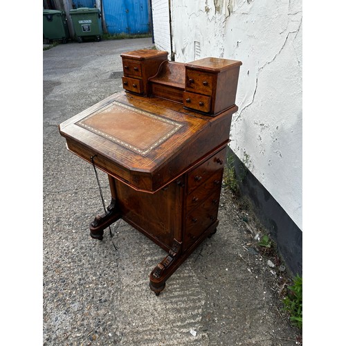 10C - Victorian Inlaid Burr Walnut Davenport Desk c.1870