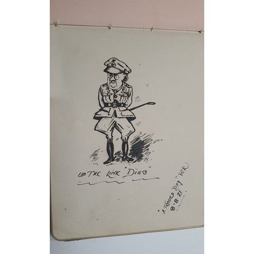 95 - Vintage Autograph book containing a selection of interesting antique pen & Ink sketches /drawings by... 