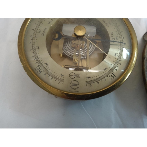 195 - Old Brass Ashtray and a Brass Barometer