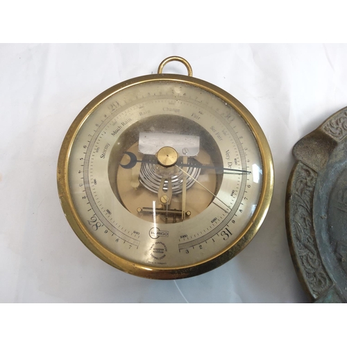 195 - Old Brass Ashtray and a Brass Barometer