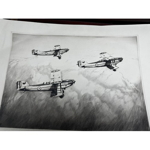 299 - GEOFFREY WATSON (BRITISH, 1894-1979) Etching of 3 RAF Planes in Flight (38cm x 27cm)