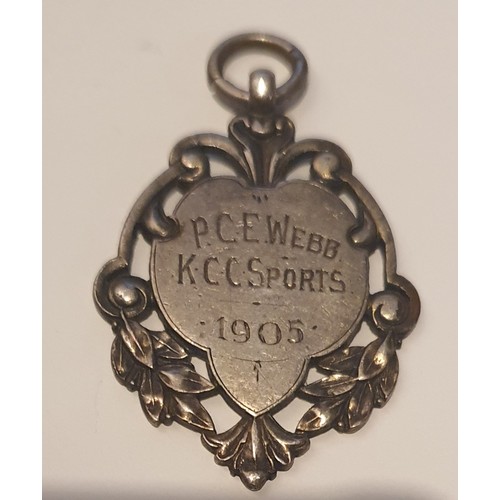 84 - Silver 1905 Kent County Council Sports Medal Fob