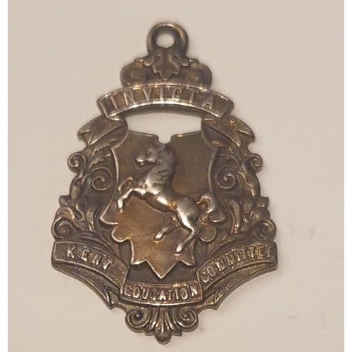 85 - Silver Kent Education perfect attendance medal fob