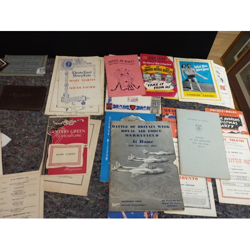 115 - Lot of Assorted Ephemera 1940s/50s incl. Programmes, Cunard Line, Football etc Including Crystal Pal... 