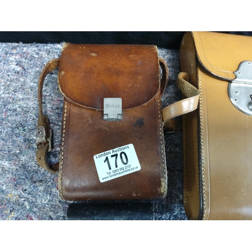 170 - Kodak No 2 Folding Brownie Camera in Leather Case & 1 Other Kodak Folding Camera in a Case