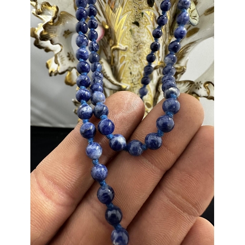 14 - Double Strand Iolite Necklace approx 165 carat with Silver Clasp