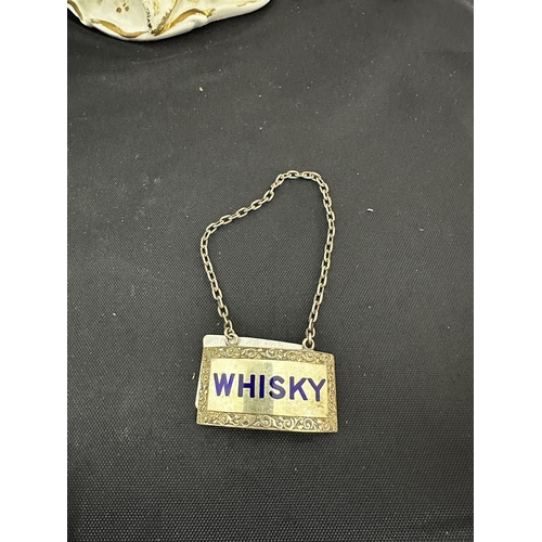 15 - Enamelled Hallmarked Silver Whisky Decanter Tag