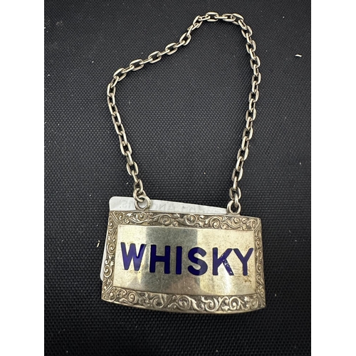 15 - Enamelled Hallmarked Silver Whisky Decanter Tag