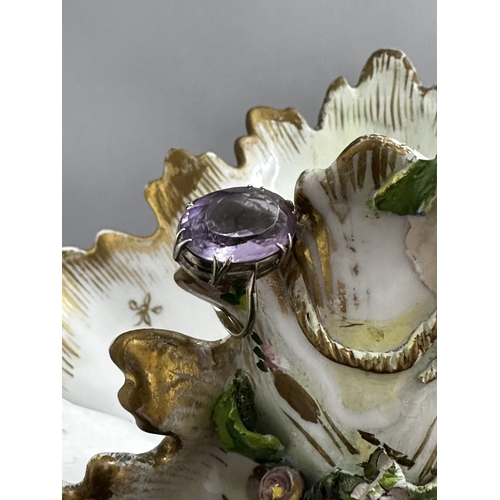 3 - Tests as 9ct White Gold Amethyst Ring(4.1g)