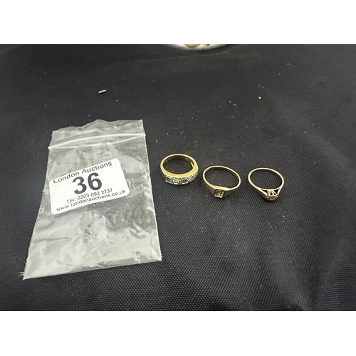 36 - Two 9ct Gold Rings (5.27g) and a 9ct Gold/Diamond Ring