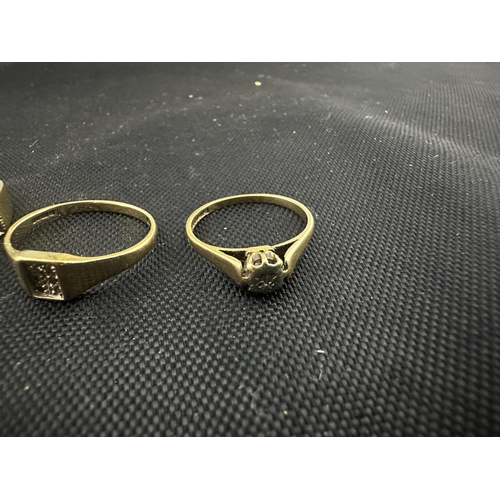 36 - Two 9ct Gold Rings (5.27g) and a 9ct Gold/Diamond Ring