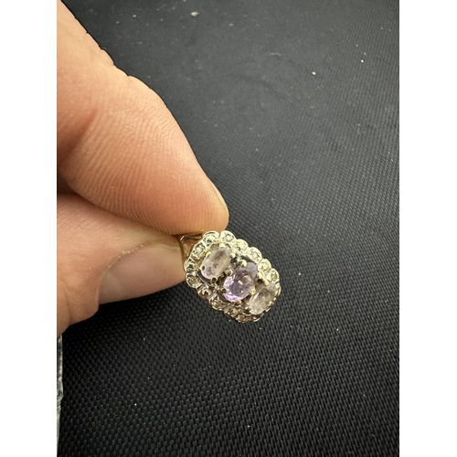 38 - 9ct Gold Amethyst & Diamond Ring