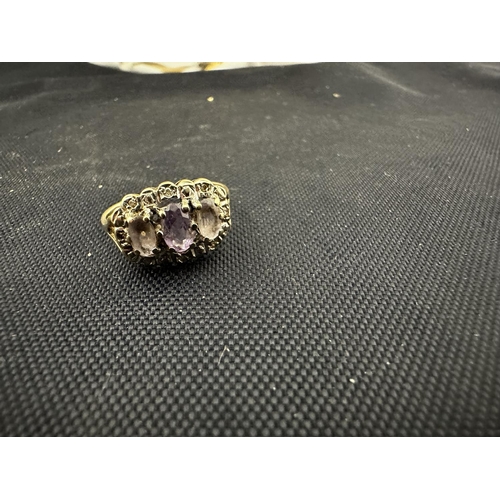 38 - 9ct Gold Amethyst & Diamond Ring