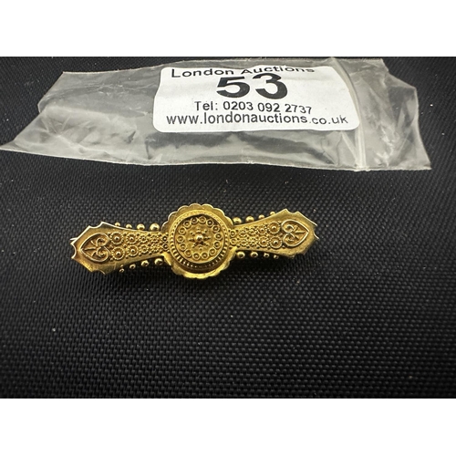 53 - Victorian 15ct Gold Mourning Brooch (2.2g)