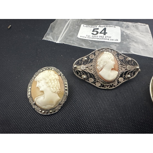 54 - Group of 3 Silver Cameo Brooches