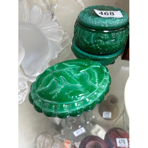 468 - Lot of Bohemian Malachite Glass