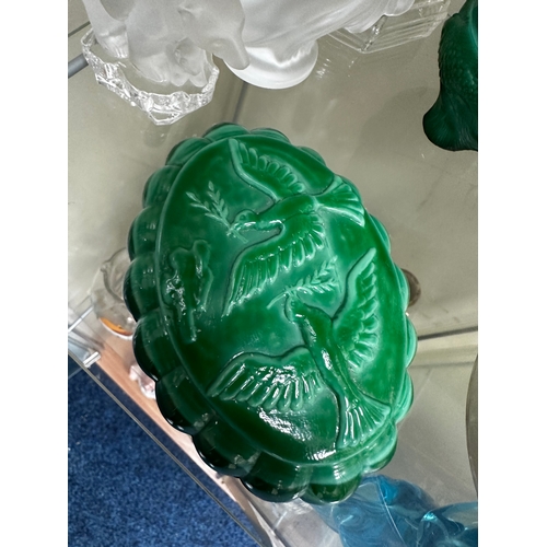 468 - Lot of Bohemian Malachite Glass