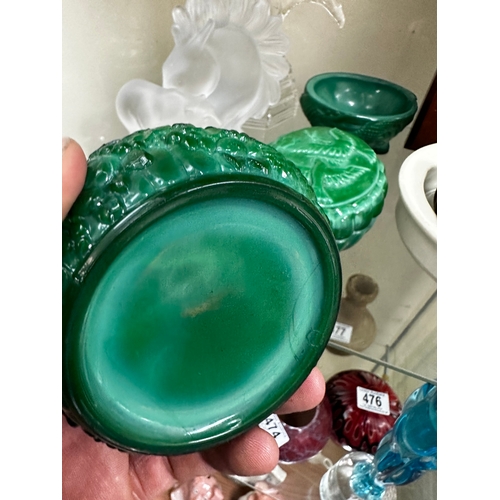 468 - Lot of Bohemian Malachite Glass