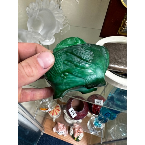 468 - Lot of Bohemian Malachite Glass