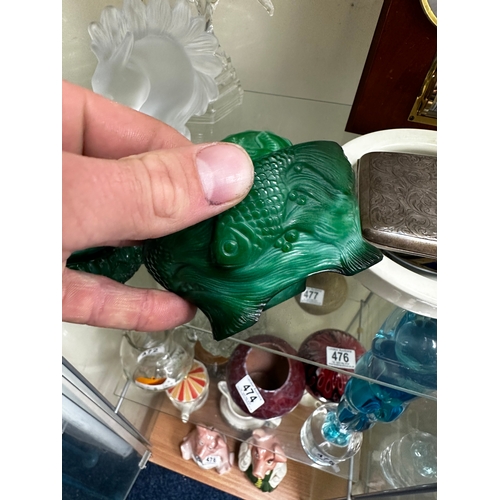 468 - Lot of Bohemian Malachite Glass