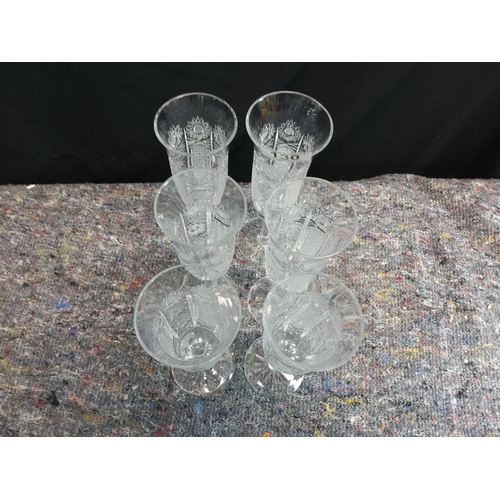 130 - Set of 6 Very Good Quality Crystal Champagne Flutes