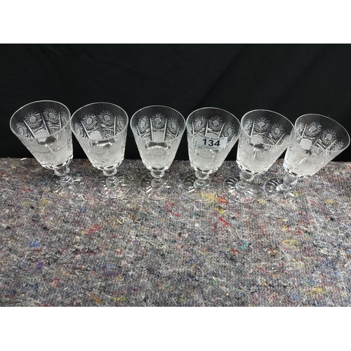 134 - Set of 6 Very Good Quality Crystal Glasses