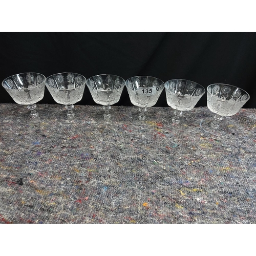 135 - Set of 6 Very Good Quality Crystal Champagne Glasses