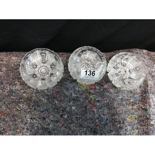 136 - 3 Very Good Quality Crystal Ash Trays