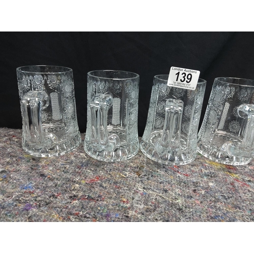 139 - 6 Very Good Quality Crystal Beer Mugs