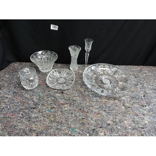 143 - Shelf of Good Quality Crystal & Cut Glass