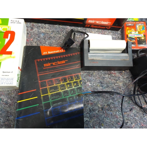 147 - Vintage Boxed Sinclair ZX Spectrum +3 with Leads, Controllers, Games, Printer etc