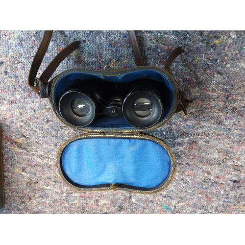 177 - Early 20th Century British Military Regulation Binoculars dated 1906 in Original Leather Case