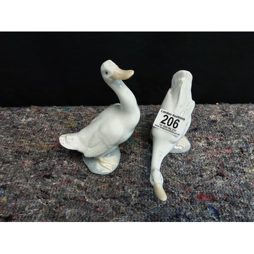 206 - Pair of Nao Swan Figurines