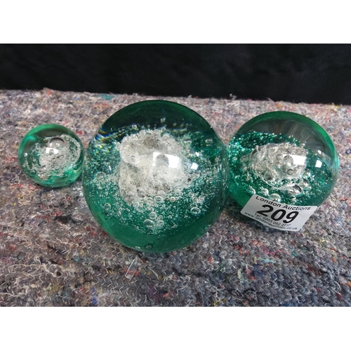 209 - 3 Graduated Good Quality Paperweights