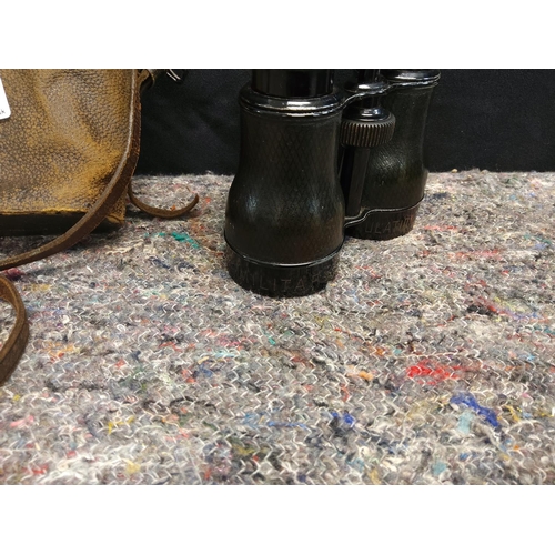 177 - Early 20th Century British Military Regulation Binoculars dated 1906 in Original Leather Case