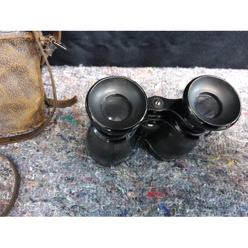 177 - Early 20th Century British Military Regulation Binoculars dated 1906 in Original Leather Case