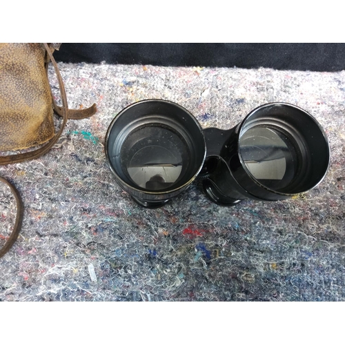 177 - Early 20th Century British Military Regulation Binoculars dated 1906 in Original Leather Case