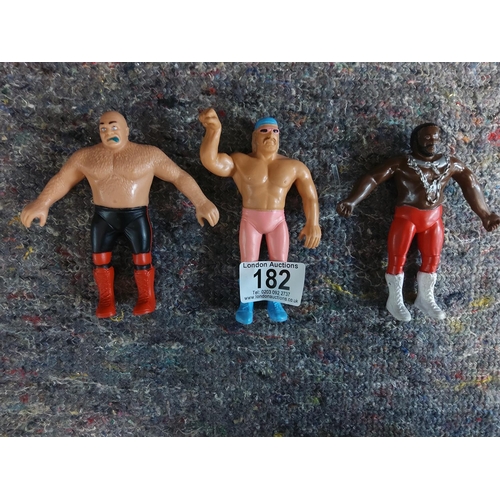 182 - 3 Retro 1980s Wrestling Figures incl. Hulk Hogan