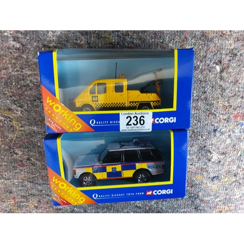 236 - M & B Corgi Met Police Range Rover & AA Transit Wrecker (with working features)