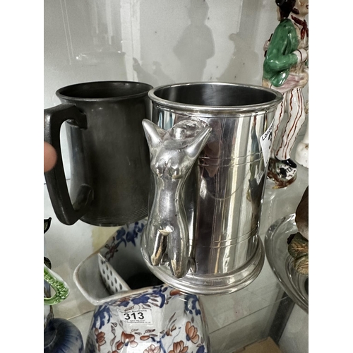 308 - Novelty Nude Pewter Tankard & 1 Other