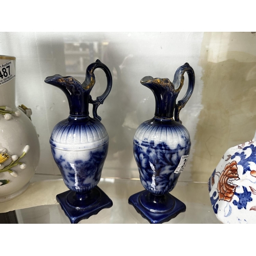 315 - Pair of Blue & White Ewers