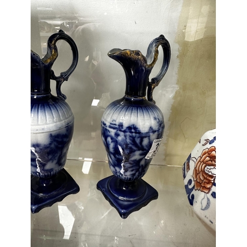 315 - Pair of Blue & White Ewers