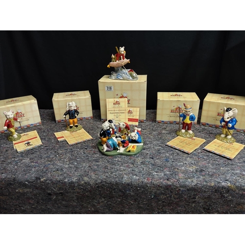 318 - Collection of Mint and Boxed Royal Doulton Rupert the Bear Figurines (6 in total) Ruperts Toy Railwa... 