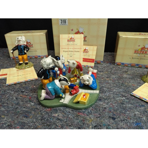 318 - Collection of Mint and Boxed Royal Doulton Rupert the Bear Figurines (6 in total) Ruperts Toy Railwa... 