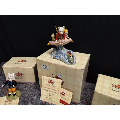 318 - Collection of Mint and Boxed Royal Doulton Rupert the Bear Figurines (6 in total) Ruperts Toy Railwa... 