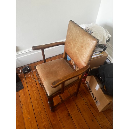 484 - Bespoke Made Reclaimed Plank Table on Wrought Iron Frame with 8 Antique Dining Chairs upholstered in... 