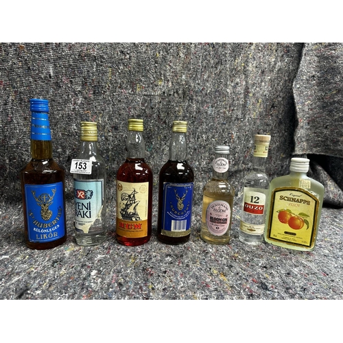 653 - A Mixed Liquor Collection of 7 bottles in total. 
St Hubertus Likor x 2
Yeni Raki
Budapesti Rum
Fent... 