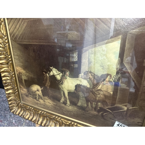 455 - Reproduction on Canvas-After George Morland-Inside of a Stable